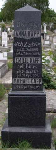 Kapp Michael 1856-1935 Billes Emilie 1870-1920 Grabstein